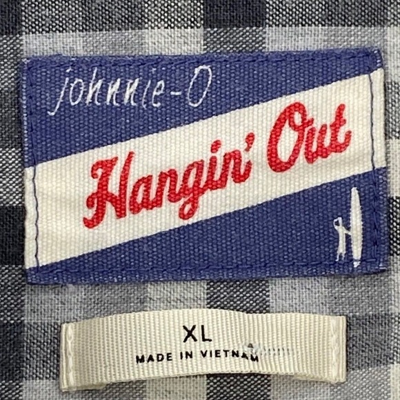 Johnnie-O Hangin Out Coen Gingham Button Down Shirt Mens XL Gray JMWL 6870 - Picture 4 of 8